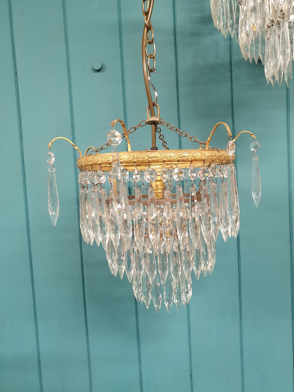 Pair of Antique Icicle Spike Chandeliers  12? View VI