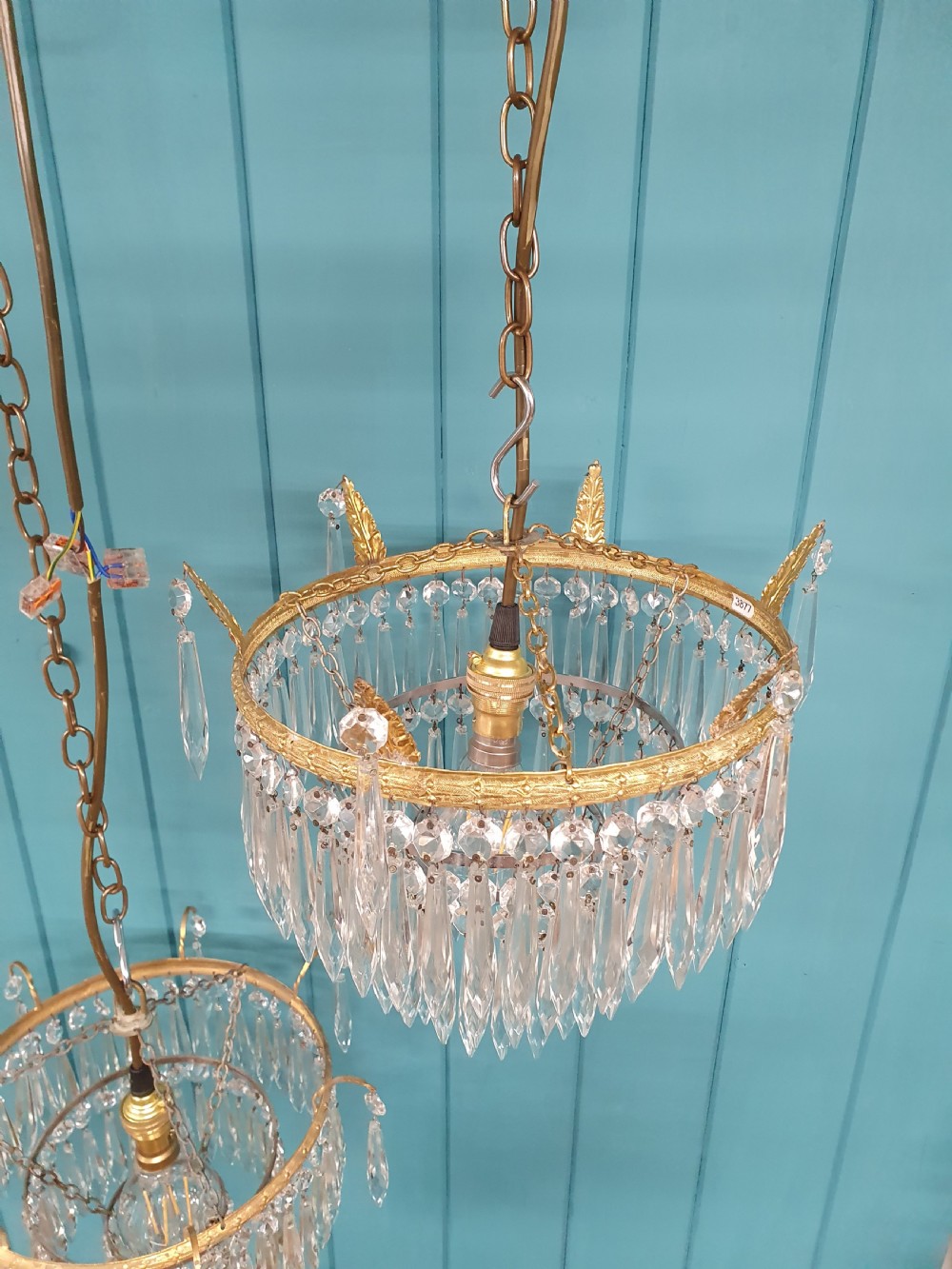 Pair of Antique Icicle Spike Chandeliers  12? View VIII