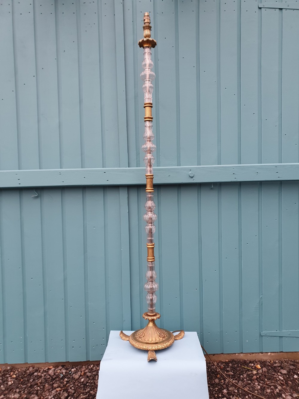 Art deco brass and glass standard floor lamp 