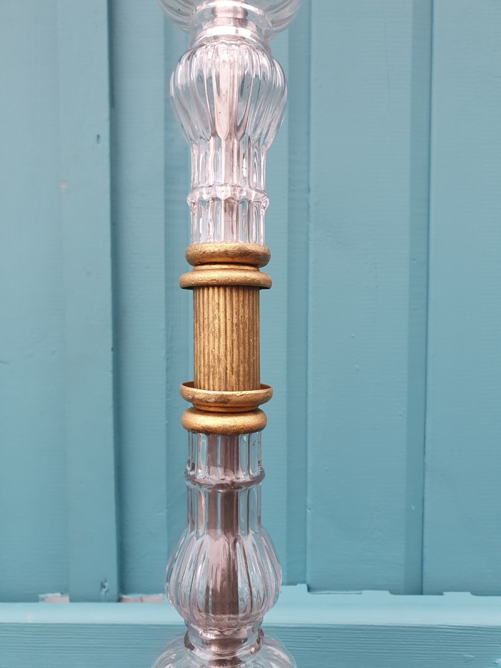 Art deco brass and glass standard floor lamp  View VI