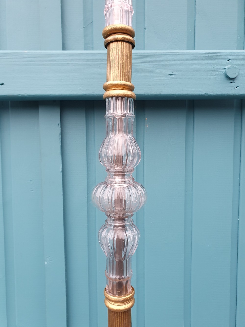 Art deco brass and glass standard floor lamp  View VII