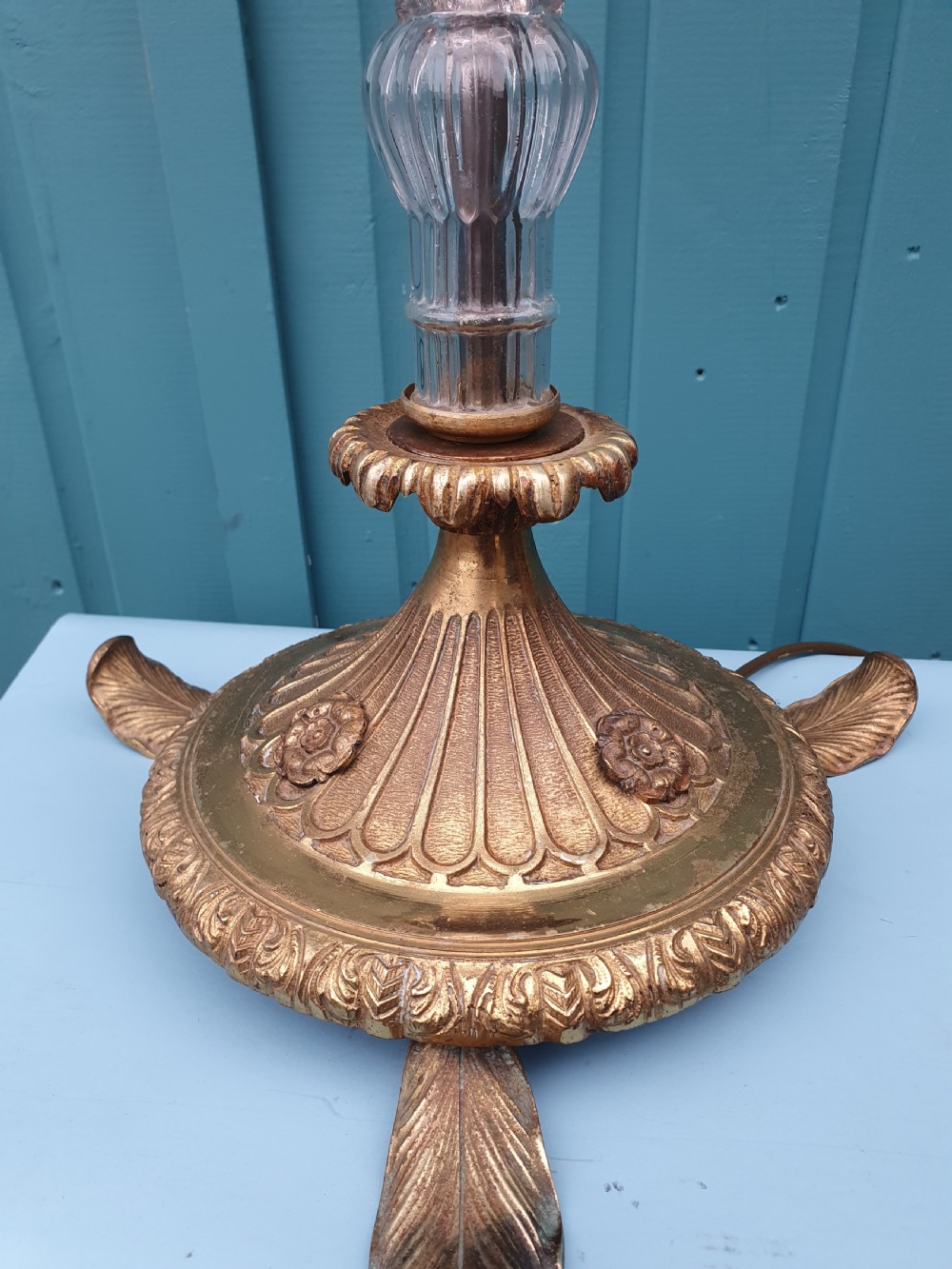 Art deco brass and glass standard floor lamp  View VIII