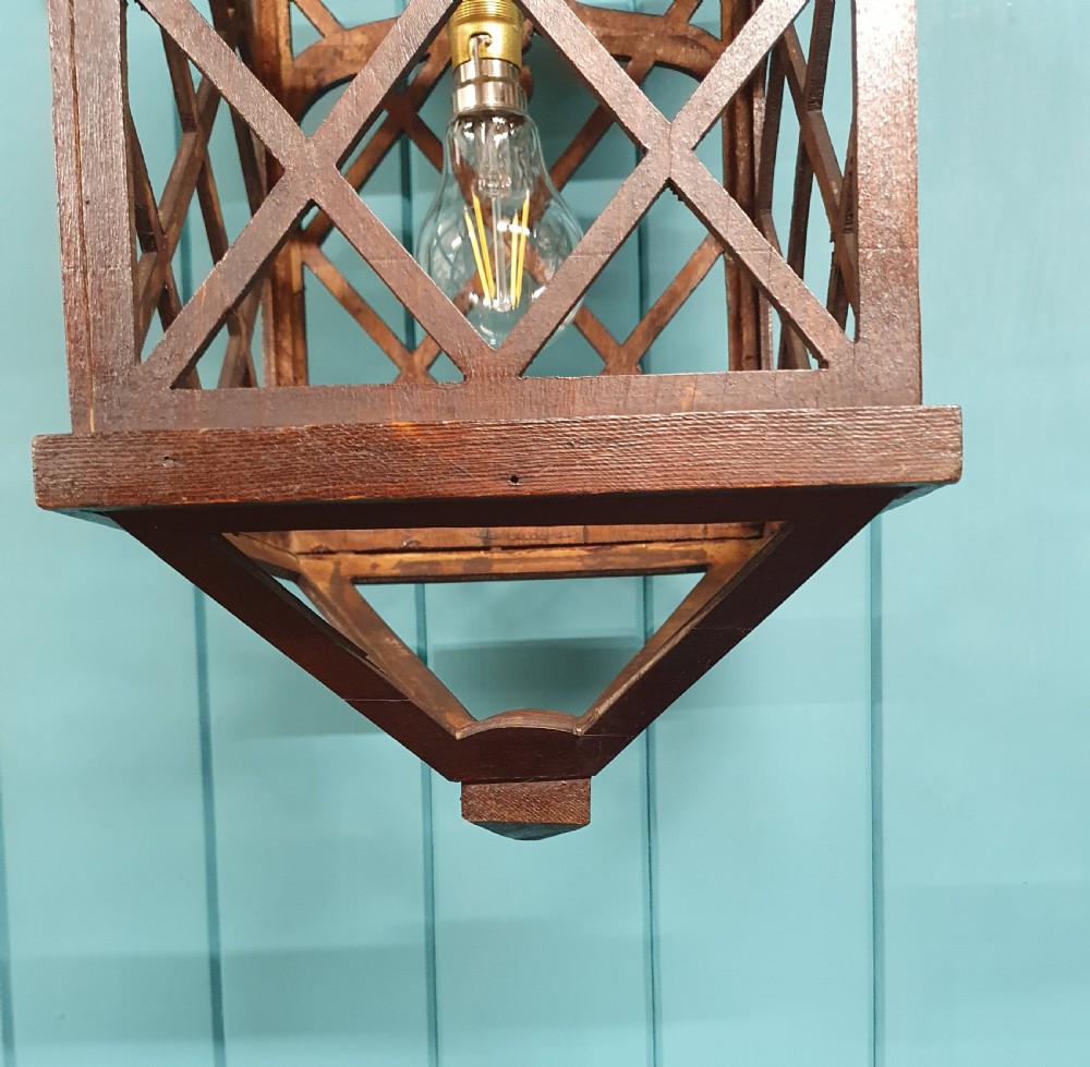 Antique wooden Coronet top antique hall light 9
