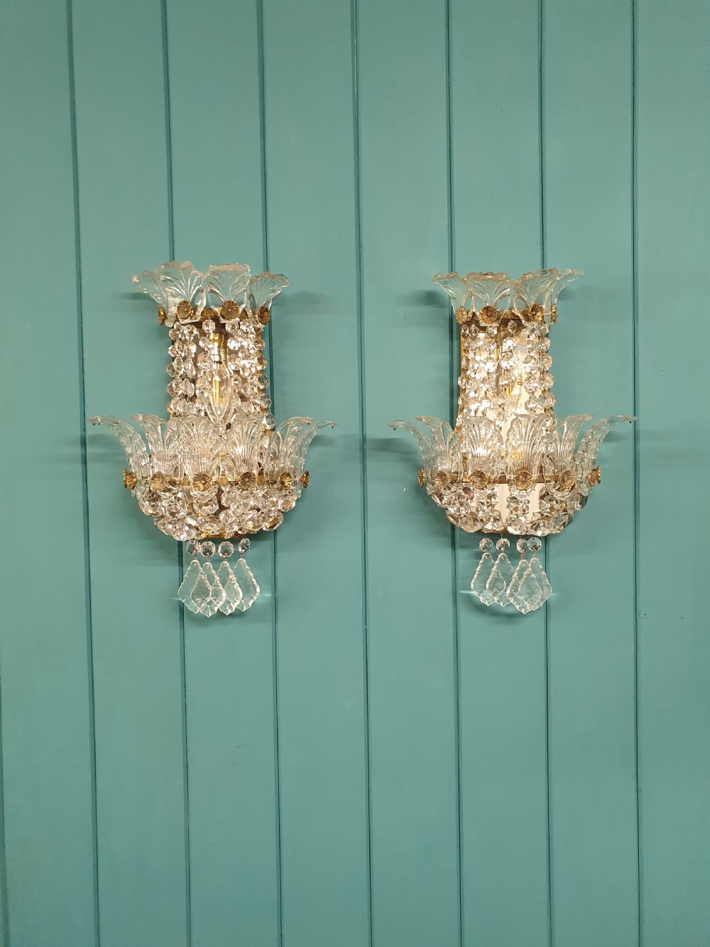 Pair of Murano glass early 20th century wall lights