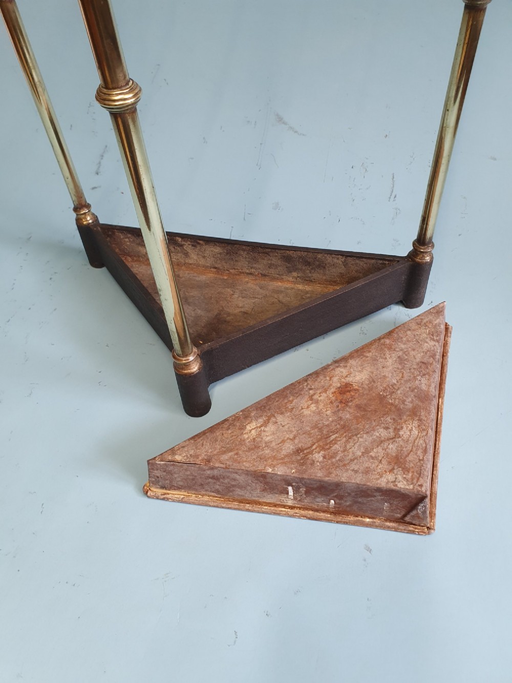 Antique brass corner stick stand 17