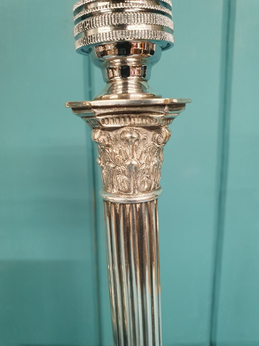Pair of antique silver plated lamps 4