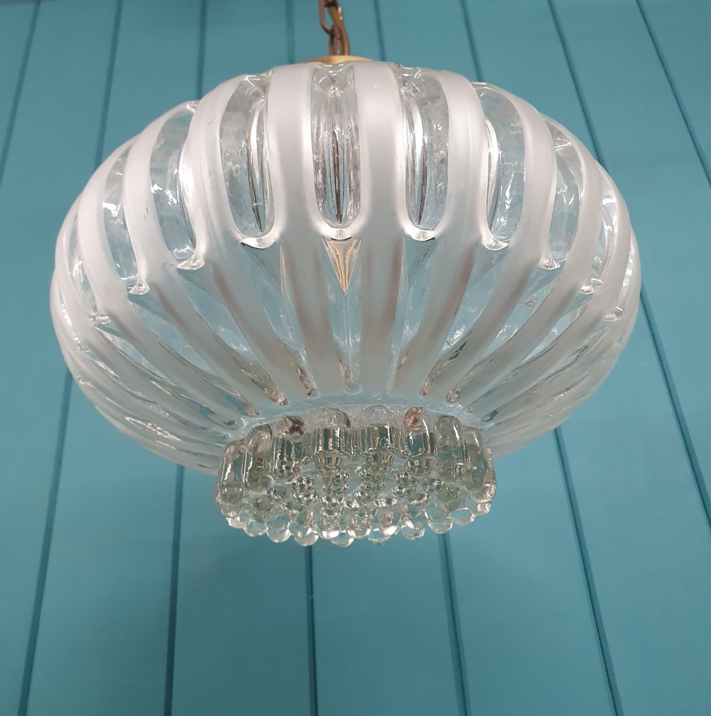 Early 20th Century Brass & Moulded Glass Pendant Light 12