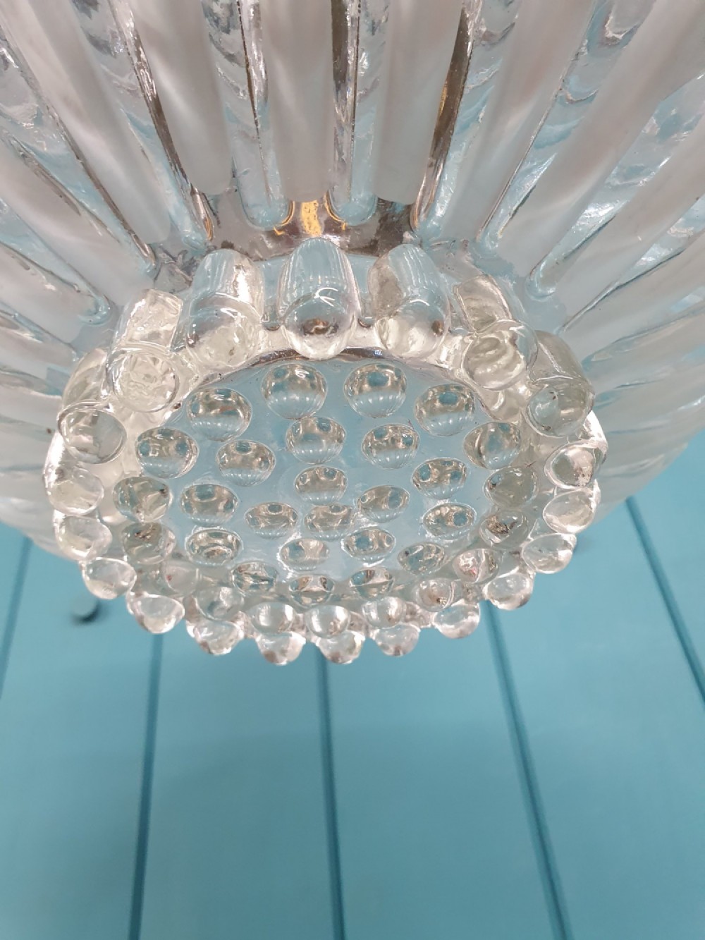Early 20th Century Brass & Moulded Glass Pendant Light 12