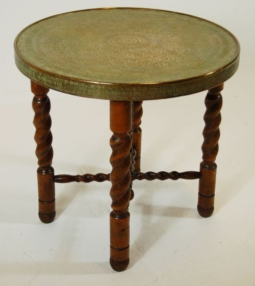 fig 1. Antique Table Side Tea Coffee Folding Occasional Berber Brass