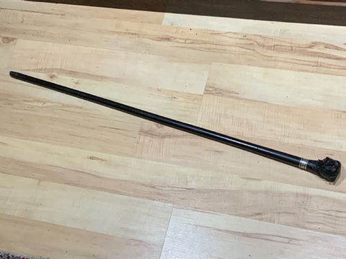 fig 1. Black Dog Gentleman’s walking stick sword stick with silver collar