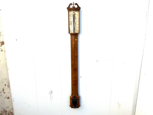 Bowed Satinwood Stick Barometer