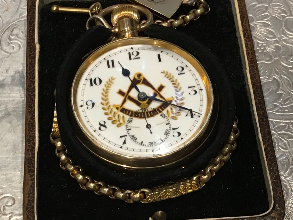 Masonic pocket watch and chain & Fob
