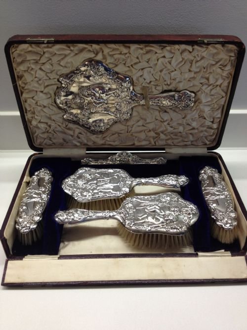 Fabulous Silver Boxed Dressing Table Set