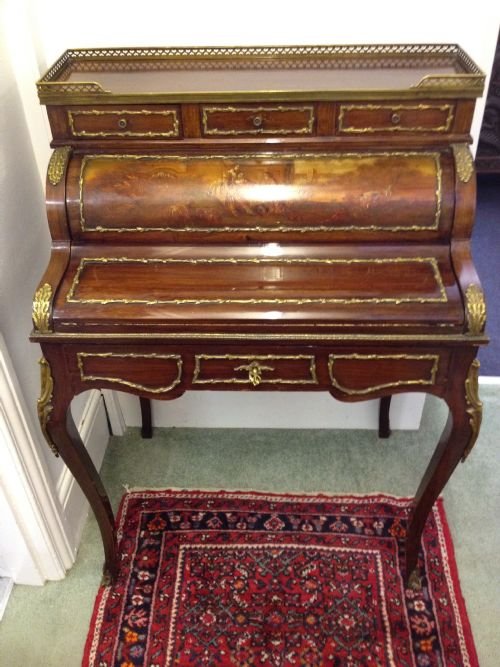 1/2 Price !! Superb 19th Century French Ladies Painted Cylinder Desk