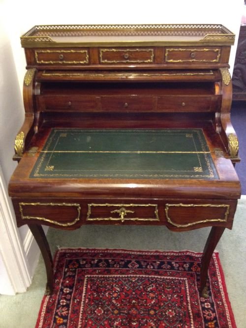 fig 1. 1/2 PRICE !! SUPERB 19TH CENTURY FRENCH LADIES PAINTED CYLINDER DESK 