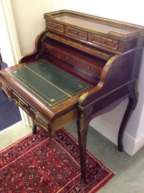 1/2 PRICE !! SUPERB 19TH CENTURY FRENCH LADIES PAINTED CYLINDER DESK  View V