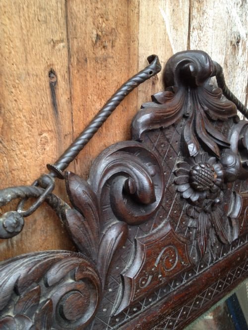 1/2 PRICE !!VICTORIAN CARVED OAK MIRRORED HAT STAND View V
