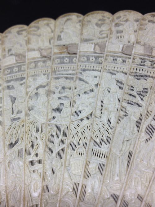 MAGNIFICENT (LACE QUALITY) CHINESE IVORY FAN CANTONESE View V