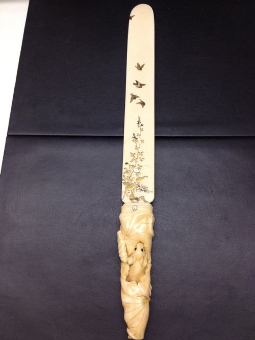 Fabulous Japanese Ivory Shibayama Page Turner Meiji Period 1868-1912
