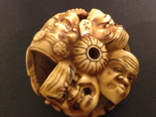 fig 1. SUPERB JAPANESE NOH MASK NETSUKE MEIJI 1868-1912
