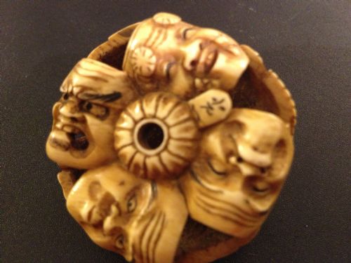 SUPERB JAPANESE NOH MASK NETSUKE MEIJI 1868-1912 View III