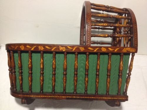 Rare and Unusual Dutch Marquetry Rocking Crib