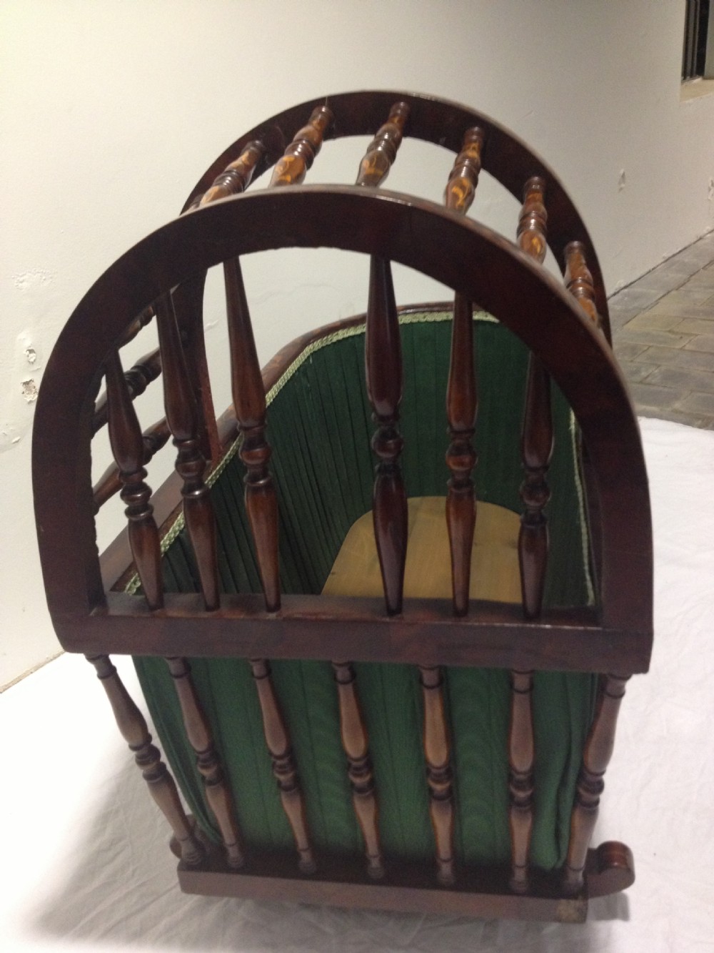 RARE AND UNUSUAL DUTCH MARQUETRY ROCKING CRIB View IV