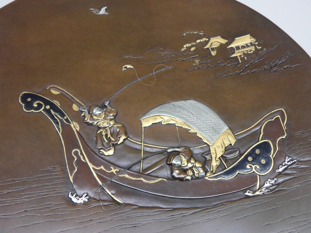 JAPANESE BRONZE ONLAID PLATE SIGNED BY NOGAWA View IV