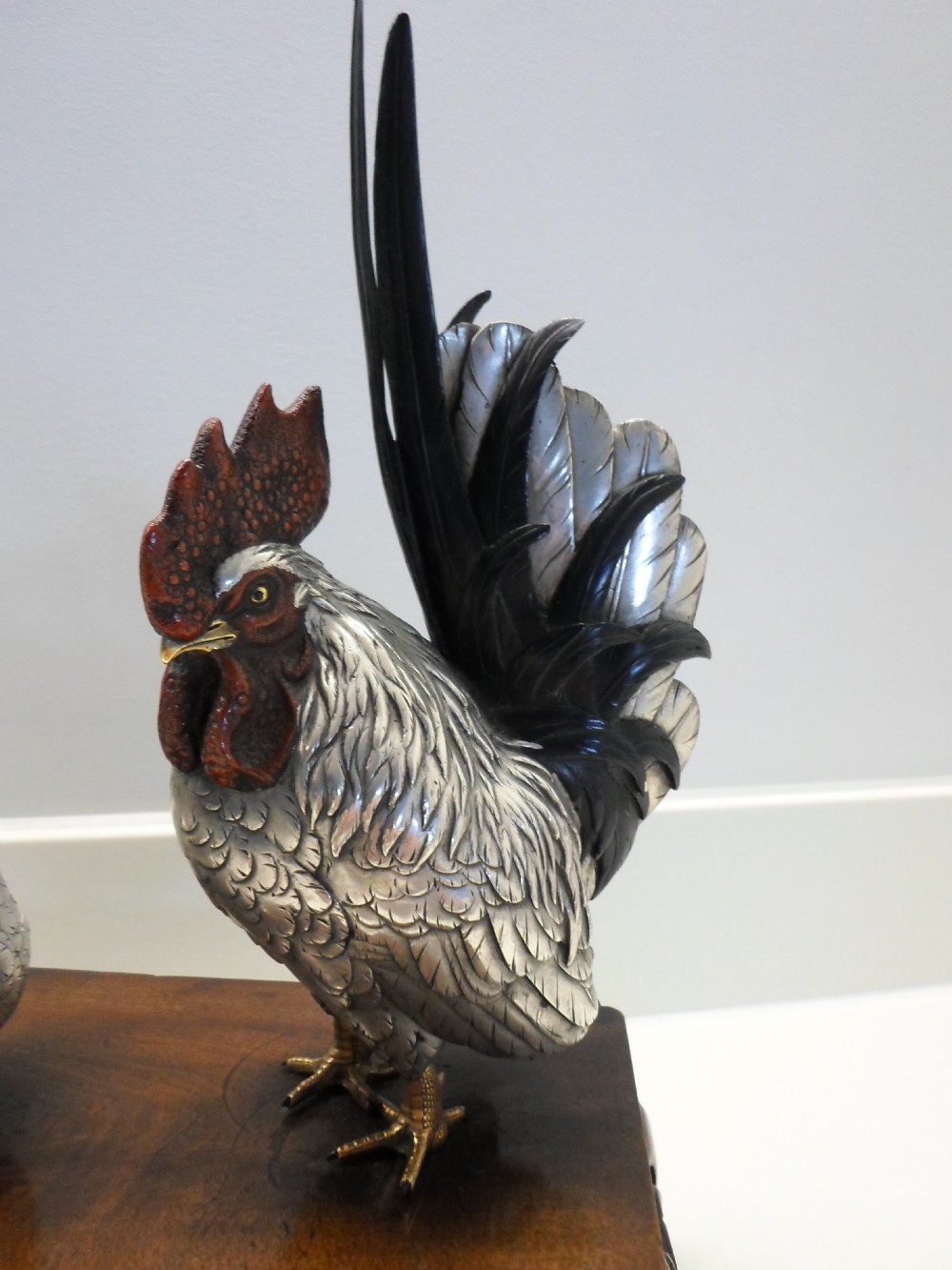  JAPANESE MIXED METAL COCKEREL GROUP SIGNED MASATSUNE View II