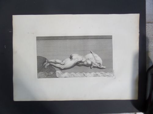 18th Century Large Engraving Antiquities of Athens Dolphin  James Basire