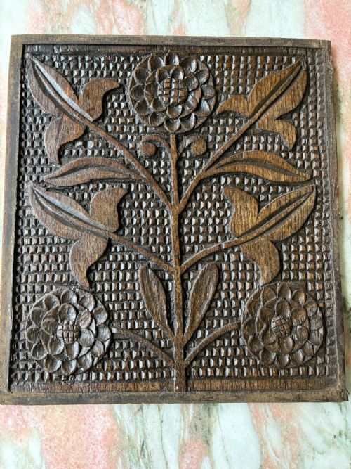 18th Century Carved Oak Tudor Rose Panel