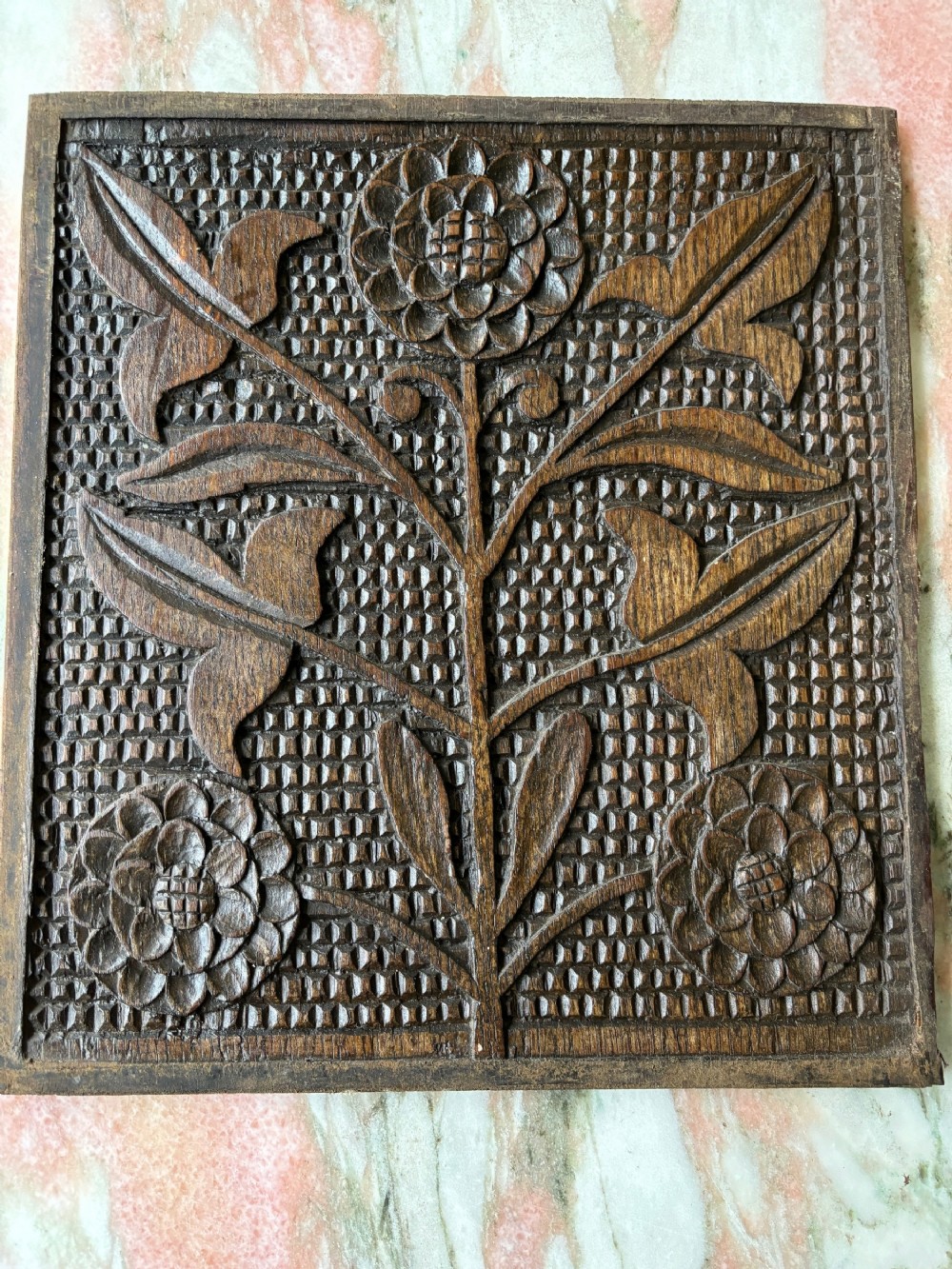 18th Century Carved Oak Tudor Rose Panel