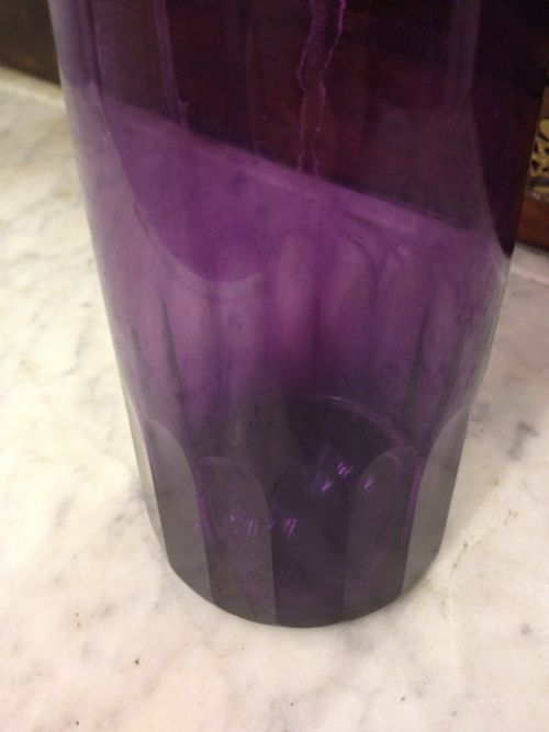 VICTORIAN SILVER TOPPED AMETHYST GLASS DECANTER  View III