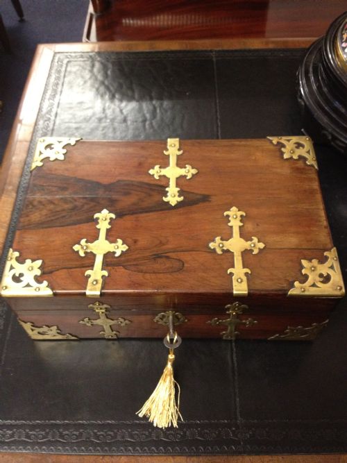 Unusual Brass Bound Rosewood Writing Slope