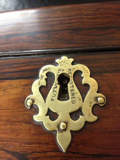 UNUSUAL BRASS BOUND ROSEWOOD WRITING SLOPE View IV