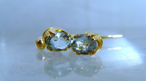 RESERVED FOR PAUL ANTIQUE EDWARDIAN 9CT GOLD AQUAMARINE DROP EARRINGS - ADDITIONAL PHOTO 3
