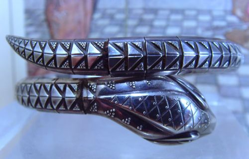 ANTIQUE ART DECO SILVER COIL SNAKE BANGLE - ADDITIONAL PHOTO 1