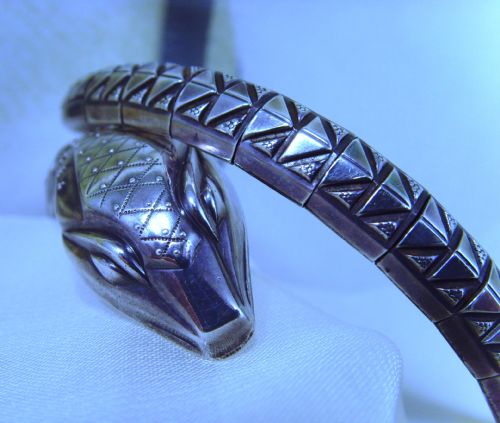 ANTIQUE ART DECO SILVER COIL SNAKE BANGLE - ADDITIONAL PHOTO 3