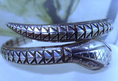 ANTIQUE ART DECO SILVER COIL SNAKE BANGLE - ADDITIONAL PHOTO 5