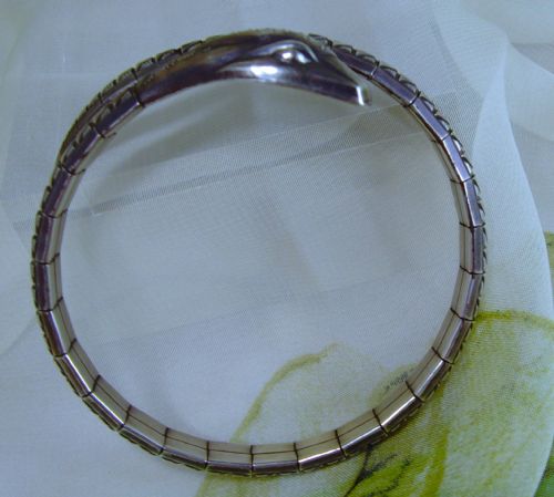 ANTIQUE ART DECO SILVER COIL SNAKE BANGLE - ADDITIONAL PHOTO 6