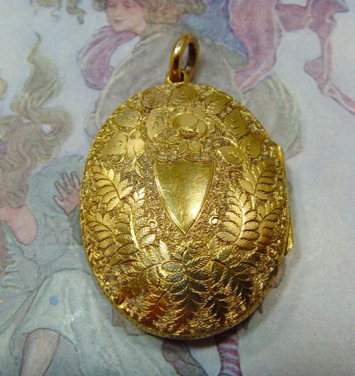 SOLD TO DEDRA ANTIQUE VICTORIAN 15CT GOLD FILL LARGE LOCKET - ADDITIONAL PHOTO 1