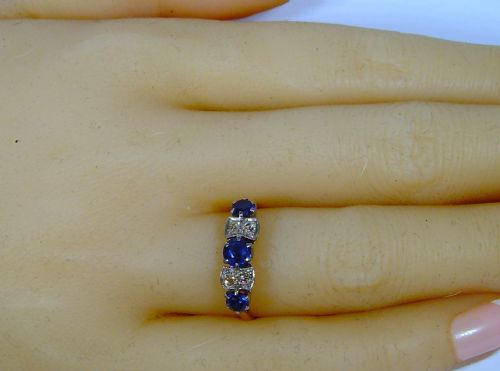 SOLD TO GRAHAM ART DECO 18 CT GOLD PLATINUM DIAMOND AND SAPPHIRE RING - ADDITIONAL PHOTO 7