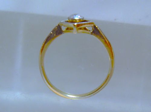 ANTIQUE ART DECO DIAMOND SOLITAIRE 18 CT AND PLATINUM GOLD RING - ADDITIONAL PHOTO 4