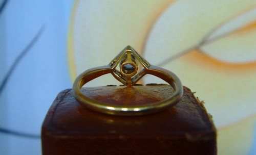 ANTIQUE ART DECO DIAMOND SOLITAIRE 18 CT AND PLATINUM GOLD RING - ADDITIONAL PHOTO 5