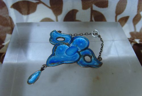 ART NOUVEAU SILVER ENAMELLED PEARL PENDANT - ADDITIONAL PHOTO 2