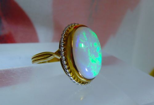 RESERVED FOR CAROLINE VINTAGE MIDCENTURY 18K YELLOW GOLD LARGE 95 CT NATURAL OPAL RING - ADDITIONAL PHOTO 2