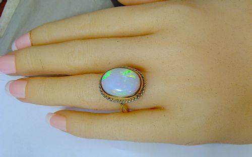 RESERVED FOR CAROLINE VINTAGE MIDCENTURY 18K YELLOW GOLD LARGE 95 CT NATURAL OPAL RING - ADDITIONAL PHOTO 10