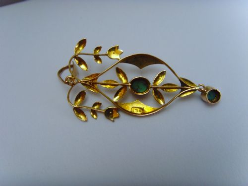 ANTIQUE EDWARDIAN TURQUOISE AND PEARL 9CT GOLD PENDANT - ADDITIONAL PHOTO 2