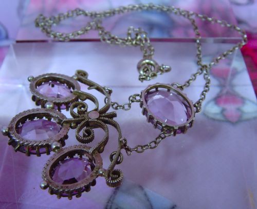 ANTIQUE ARTS AND CRAFTS 1920S SILVER AMETHYST NECKLACE - ADDITIONAL PHOTO 5