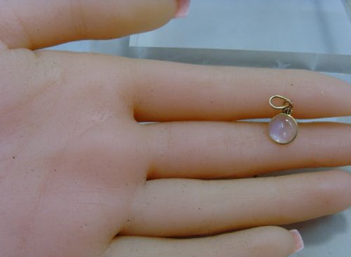 ANTIQUE EDWARDIAN MOONSTONE 9 CT GOLD SINGLE DROP PENDANT - ADDITIONAL PHOTO 3